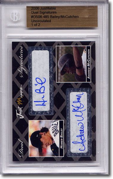 HOMER BAILEY * ANDREW McCUTCHEN Rookie Autograph BGS Auto RC 1/2