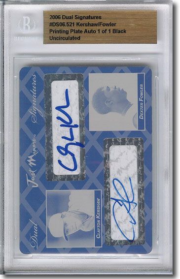 CLAYTON KERSHAW * Dexter FOWLER * Autograph Rookie Auto Plate BGS 1/1