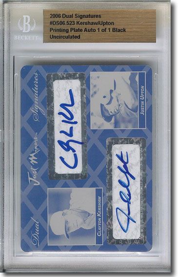 CLAYTON KERSHAW * JUSTIN UPTON * Autograph Rookie Auto Plate BGS 1/1