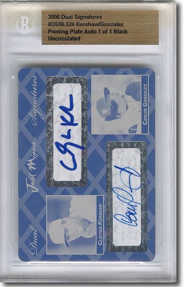 CLAYTON KERSHAW * CARLOS GONZALEZ * Autograph Rookie Auto Plate BGS 1/1