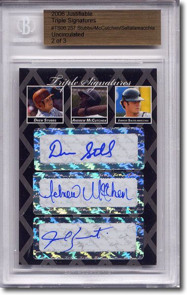Drew Stubbs * ANDREW McCUTCHEN * Jarrod Saltalamacchia Rookie Autograph Auto 1/3
