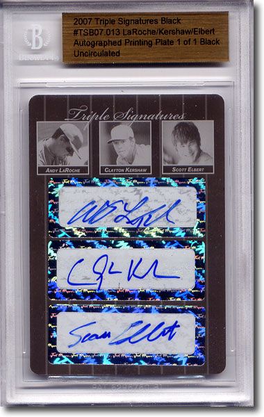 Andy LaRoche * CLAYTON KERSHAW * Scott Elbert * Autograph Rookie Auto Plate 1/1