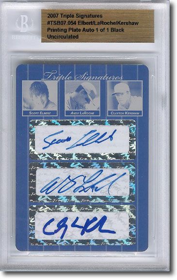 Scott Elbert * Andy LaRoche * CLAYTON KERSHAW * Autograph Rookie Auto Plate 1/1