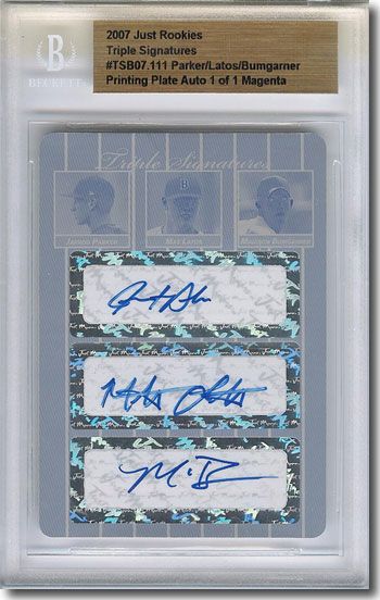 Jarrod Parker * Mat LATOS * MADISON BUMGARNER * Autograph Rookie Auto Plate 1/1