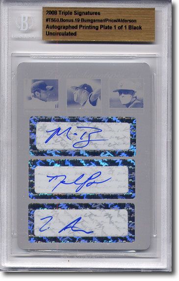 MADISON BUMGARNER * DAVID PRICE * Tim Alderson Autograph Rookie Auto Plate 1/1