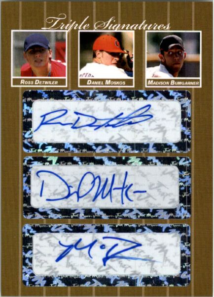 2007 Ross Detwiler * Daniel Moskos * Madison Bumgarner Rookie GOLD Auto #/10