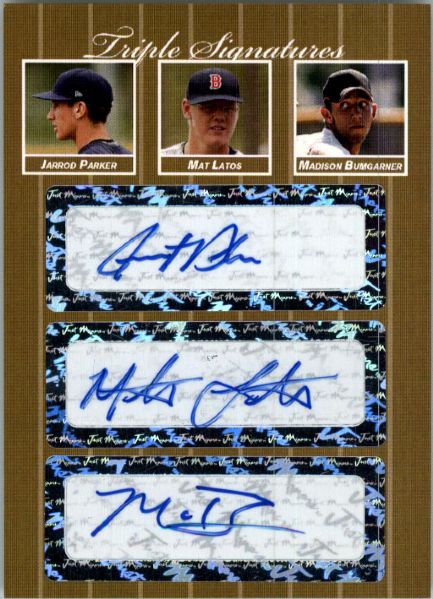 2007 Jarrod Parker * Matt Latos * Madison Bumgarner Rookie GOLD Auto #/10