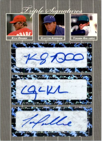 2007 Kyle Drabek * Clayton Kershaw * Yovanni Gallardo Rookie SILVER Auto #/25