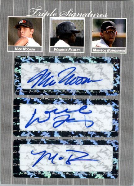 2007 Nick Noonan * Wendell Fairley * Madison Bumgarner Rookie SILVER Auto #/25