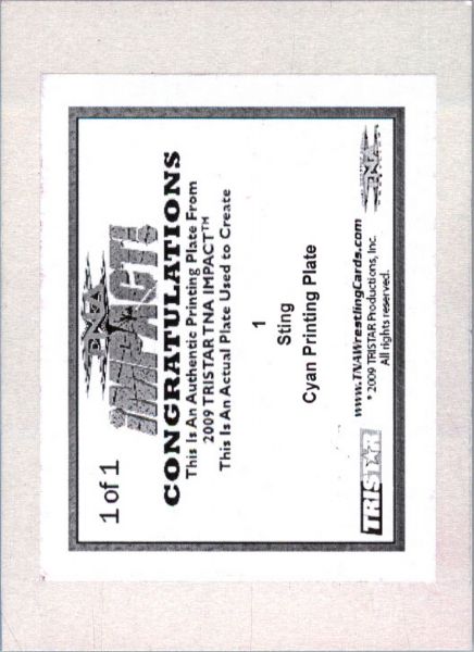 2009 TriStar TNA WWE Impact STING #01 Printing Press Plate 1/1