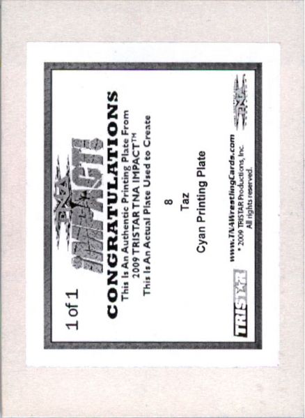 2009 TriStar TNA WWE Impact TAZ #08 Printing Press Plate 1/1