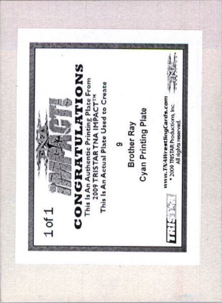 2009 TriStar TNA WWE Impact BROTHER RAY #09 Printing Press Plate 1/1