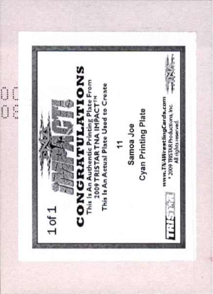 2009 TriStar TNA WWE Impact SAMOA JOE #11 Printing Press Plate 1/1