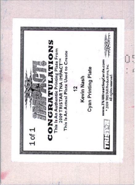 2009 TriStar TNA WWE Impact KEVIN NASH #12 Printing Press Plate 1/1