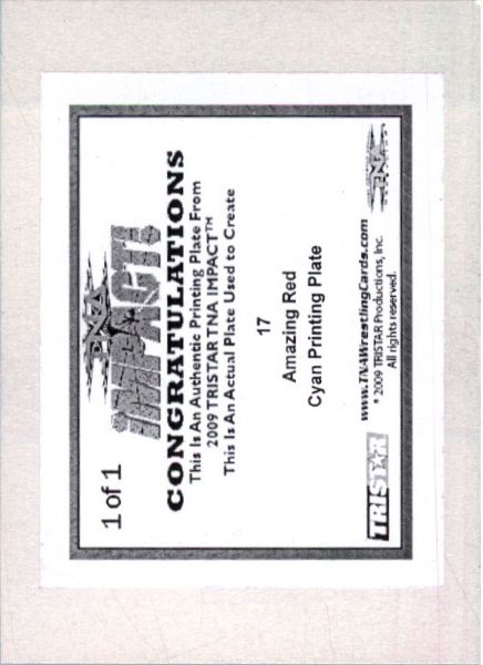 2009 TriStar TNA WWE Impact AMAZING RED #17 Printing Press Plate 1/1