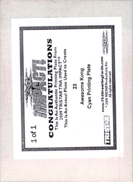 2009 TriStar TNA WWE Impact AWESOME KONG #23 Printing Press Plate 1/1
