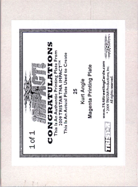 2009 TriStar TNA WWE Impact KURT ANGLE #25 Printing Press Plate 1/1