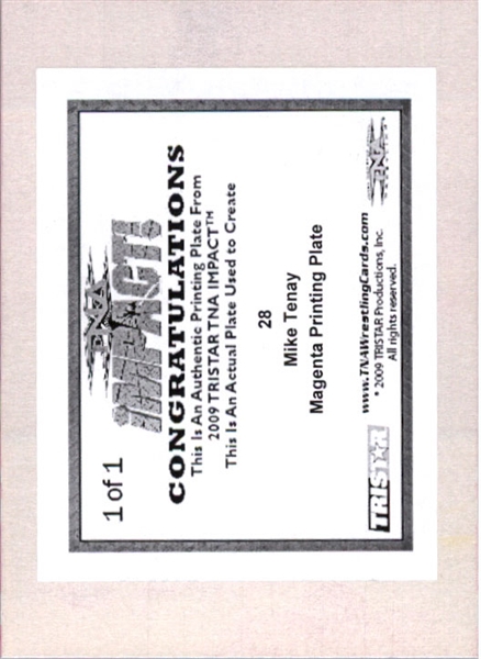 2009 TriStar TNA WWE Impact MIKE TENAY #28 Printing Press Plate 1/1