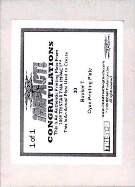 2009 TriStar TNA WWE Impact BOOKER T. #30 Printing Press Plate 1/1