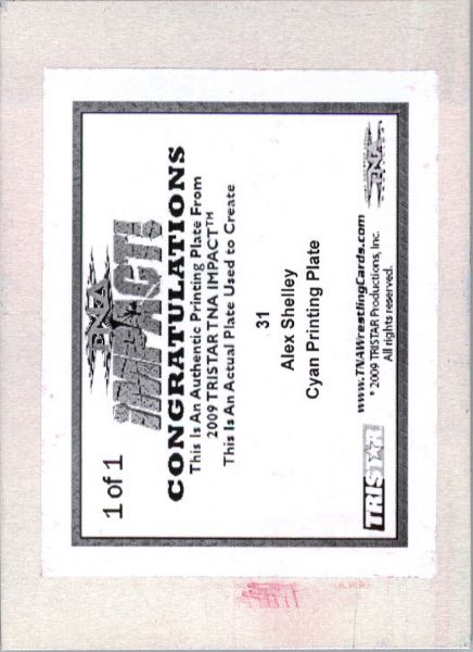 2009 TriStar TNA WWE Impact ALEX SHELLEY #31 Printing Press Plate 1/1
