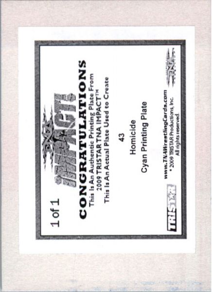 2009 TriStar TNA WWE Impact HOMICIDE #43 Printing Press Plate 1/1