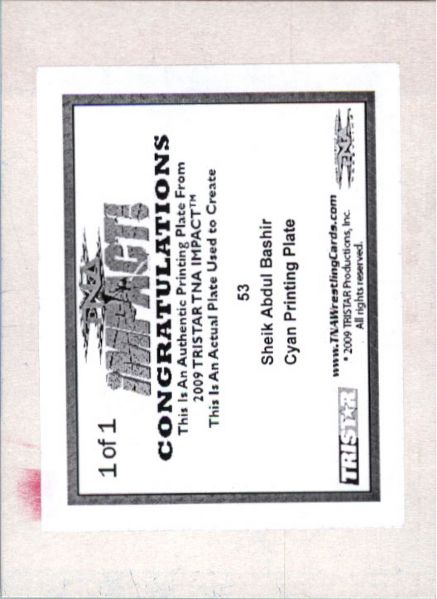 2009 TriStar TNA WWE Impact SHEIK ABDUL BASHIR #53 Printing Press Plate 1/1
