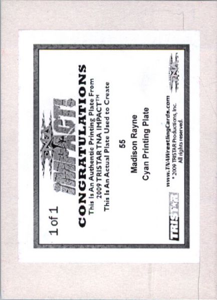 2009 TriStar TNA WWE Impact MADISON RAYNE #55 Printing Press Plate 1/1