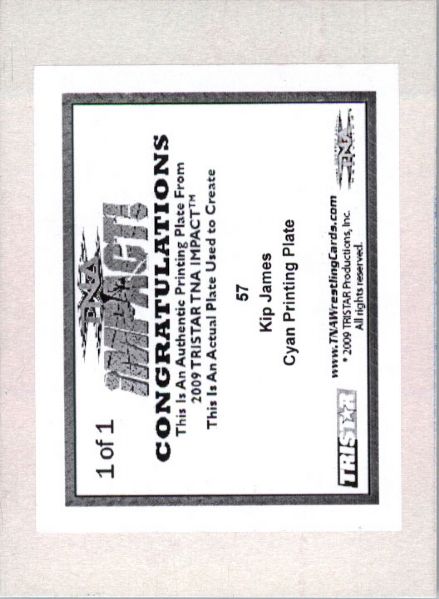 2009 TriStar TNA WWE Impact KIP JAMES #57 Printing Press Plate 1/1