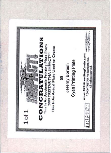 2009 TriStar TNA WWE Impact JEREMY BORASH #59 Printing Press Plate 1/1