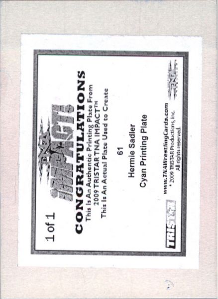 2009 TriStar TNA WWE Impact HERMIE SADLER #61 Printing Press Plate 1/1