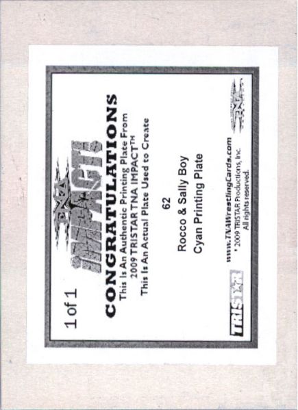 2009 TriStar TNA WWE Impact ROCCO & SALLY BOY #62 Printing Press Plate 1/1