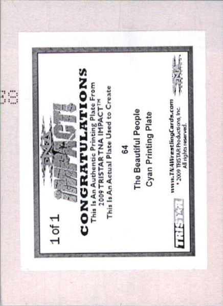 2009 TriStar TNA WWE Impact THE BEAUTIFUL PEOPLE #64 Printing Press Plate 1/1