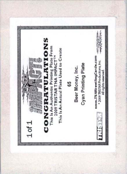 2009 TriStar TNA WWE Impact BEER MONEY, INC. #65 Printing Press Plate 1/1