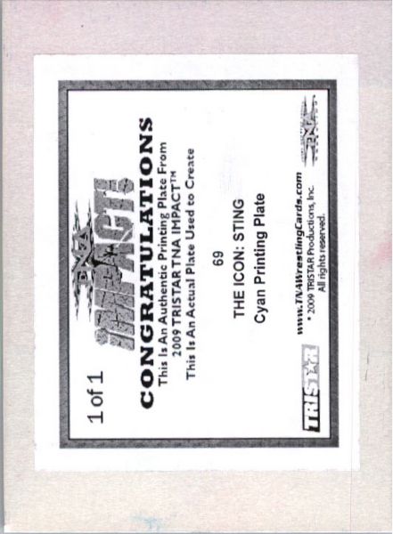 2009 TriStar TNA WWE Impact THE ICON: STING #69 Printing Press Plate 1/1