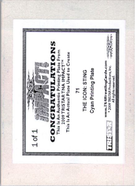 2009 TriStar TNA WWE Impact THE ICON: STING #71 Printing Press Plate 1/1