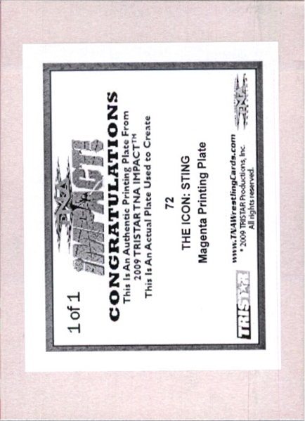2009 TriStar TNA WWE Impact THE ICON: STING #72 Printing Press Plate 1/1