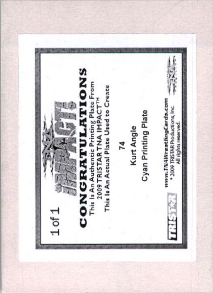 2009 TriStar TNA WWE Impact KURT ANGLE #74 Printing Press Plate 1/1