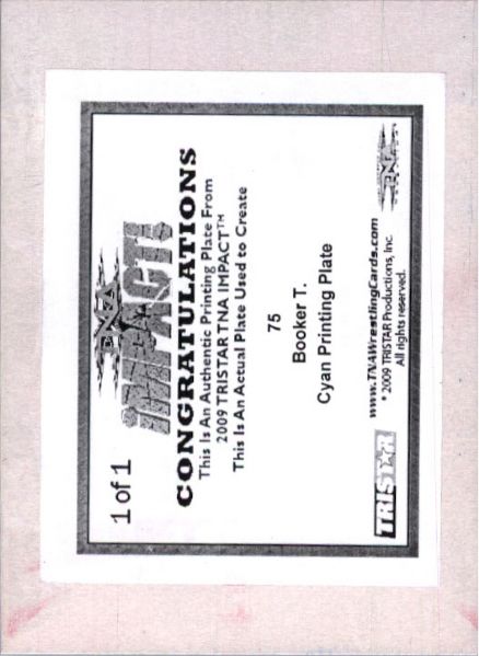 2009 TriStar TNA WWE Impact BOOKER T. #75 Printing Press Plate 1/1