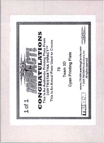 2009 TriStar TNA WWE Impact TEAM 3D #79 Printing Press Plate 1/1
