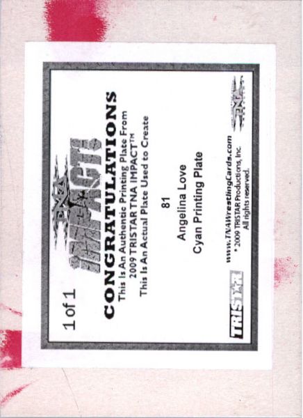 2009 TriStar TNA WWE Impact ANGELINA LOVE #81 Printing Press Plate 1/1