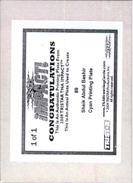 2009 TriStar TNA WWE Impact SHEIK ABDUL BASHIR #89 Printing Press Plate 1/1