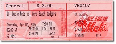 Philip Humber 2005 Professional Debut Rookie Ticket