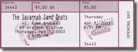 5-Count Lot 2003 Jeff Francoeur Full-Season Debut Rookie Tickets