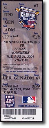 5-Count Lot 2004 Jason Kubel MLB Debut Rookie Tickets