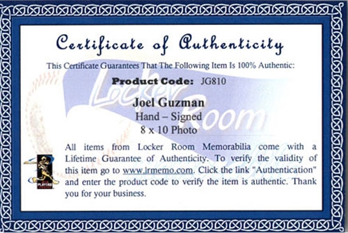 JOEL GUZMAN 2002 Certified Autograph Rookie Auto 8x10 Photo DODGERS