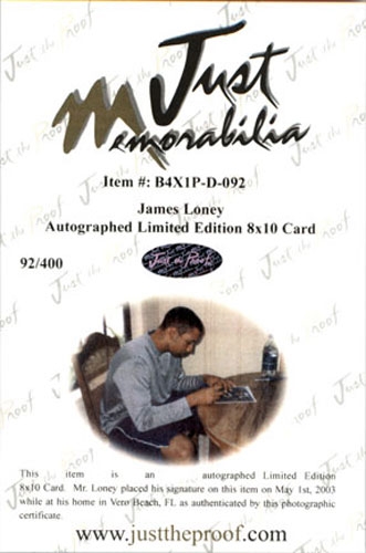 JAMES LONEY 2002 Certified Autograph Rookie Auto 8x10 Photo RAYS