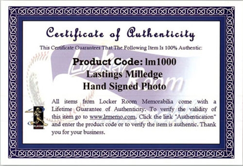 LASTINGS MILLEDGE 2002 Certified Autograph Rookie Auto 8x10 Photo METS
