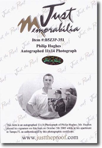 PHIL HUGHES 2002 Certified Autograph Rookie Auto 11x14 Photo TWINS