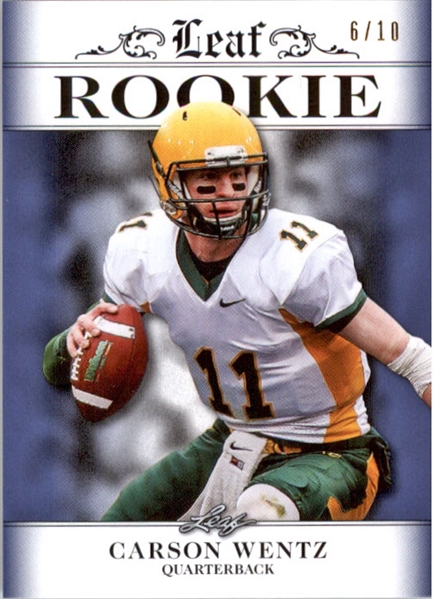 CARSON WENTZ 2016 Leaf Rookies Exclusive BLUE Rookie Card #/10