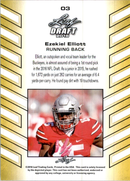 100-Ct Lot EZEKIEL ELLIOTT 2016 Leaf Draft Exclusive Rookie WHITE Cards
